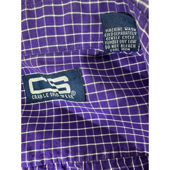Crable Sportswear LSU Tigers Mens Shirt Size Medium Purple Windowpane Plaid - Picture 4 of 9
